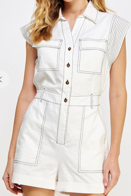 Linen Stitched Romper