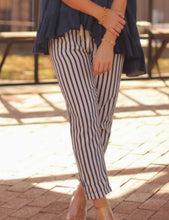 Load image into Gallery viewer, Navy &amp; White Draw String Beach Pant