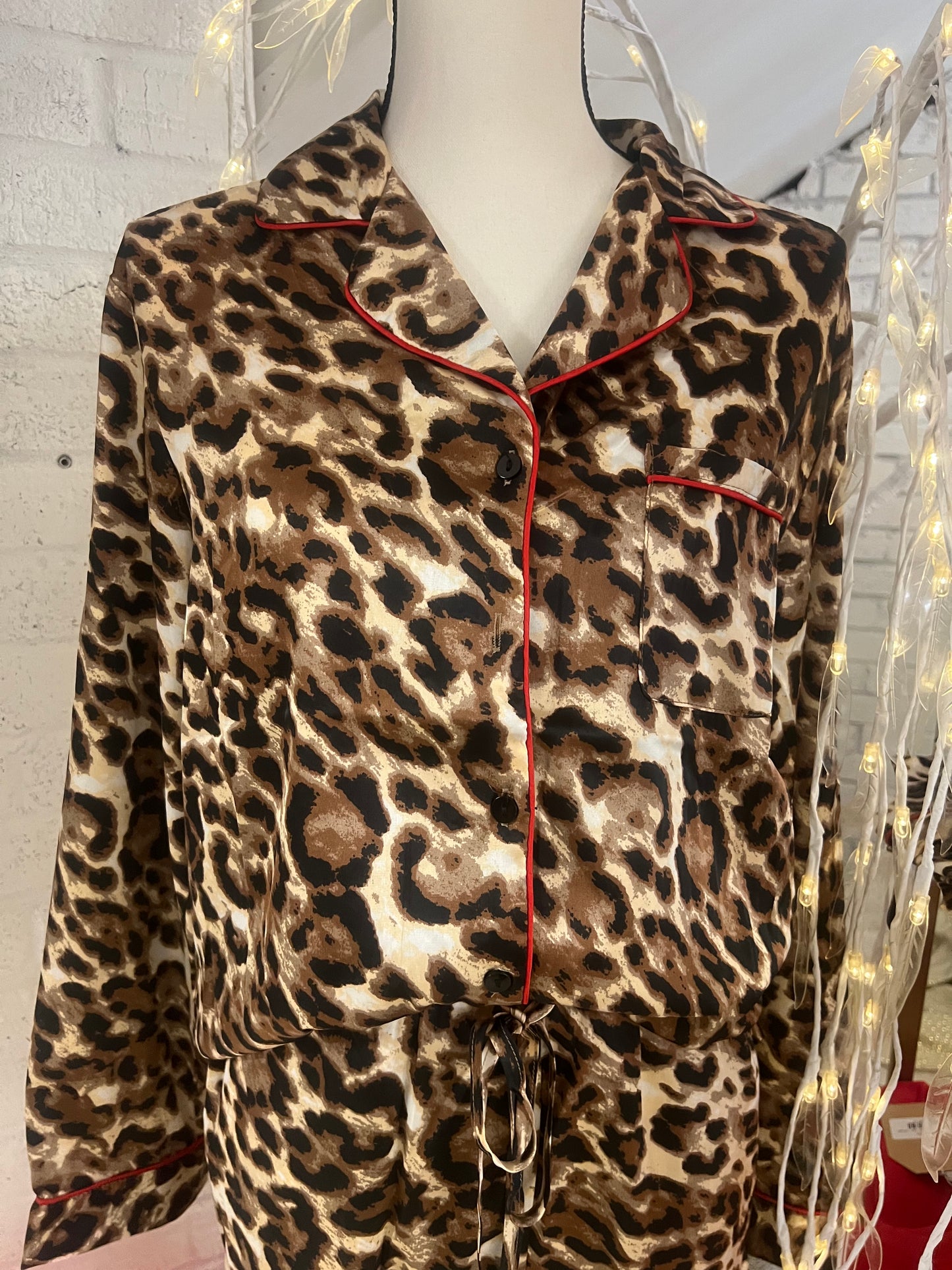Satin Leopard PJ Top