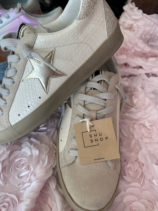 Stars & Snake Print Sneakers