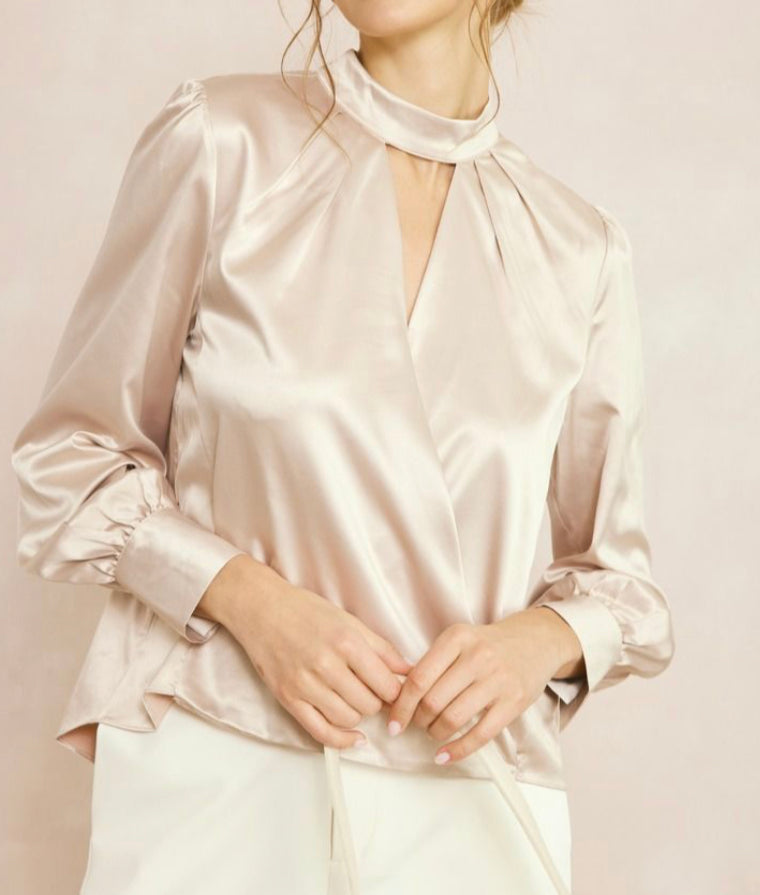 Sinfully Satin Wrap Top