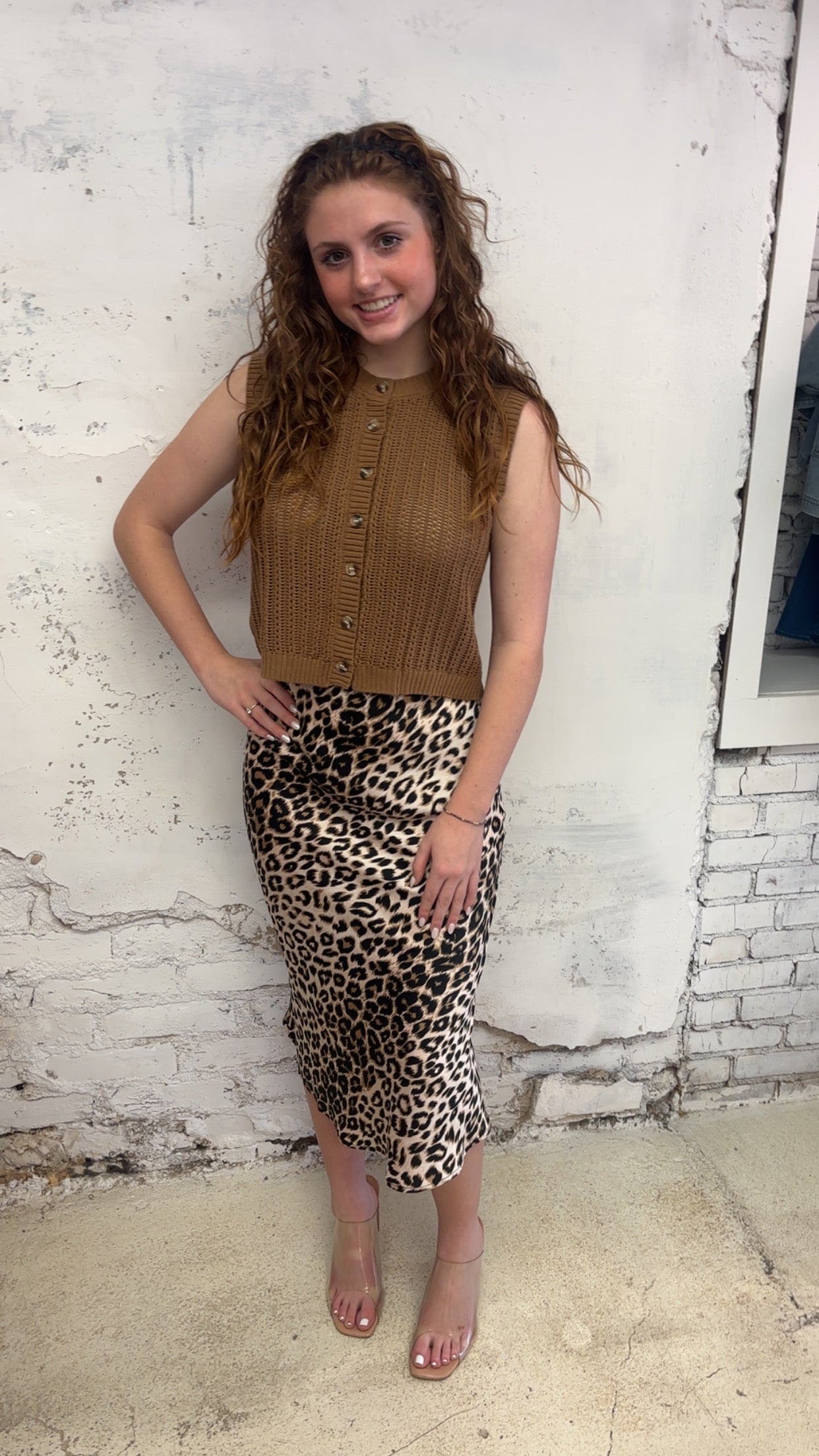 Leopard Satin Skirt