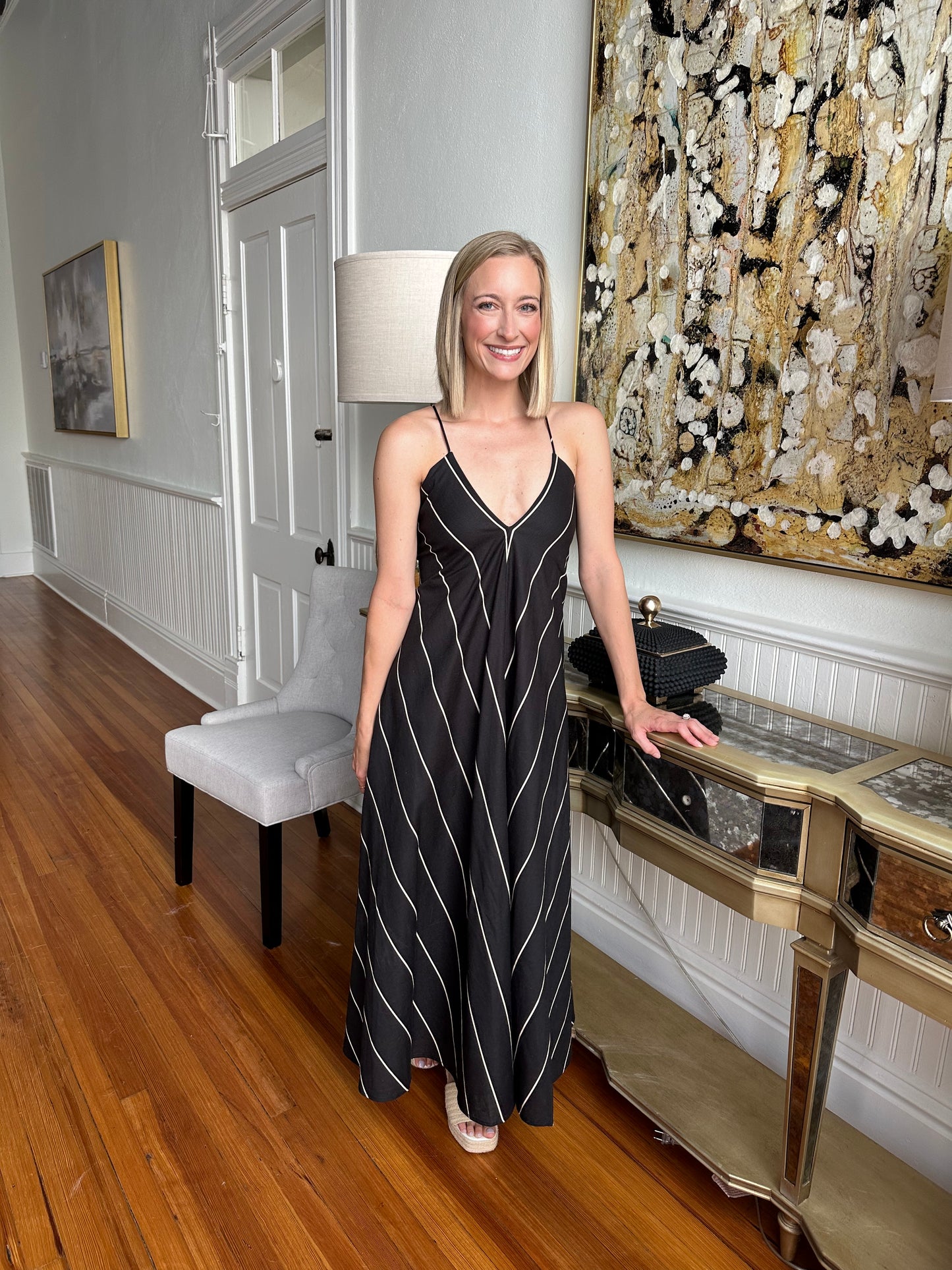 Strappy & Striped Maxi Dress