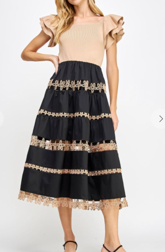 Crochet Contrast Dress