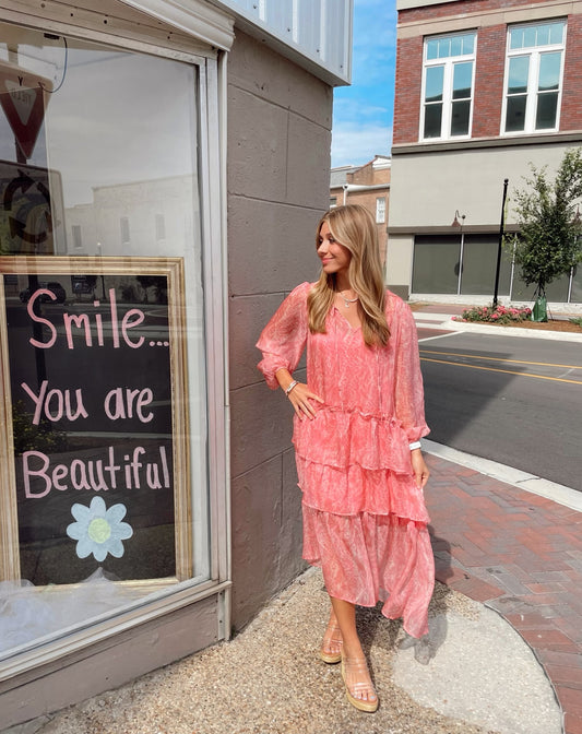 Pink Tiered Maxi Dress