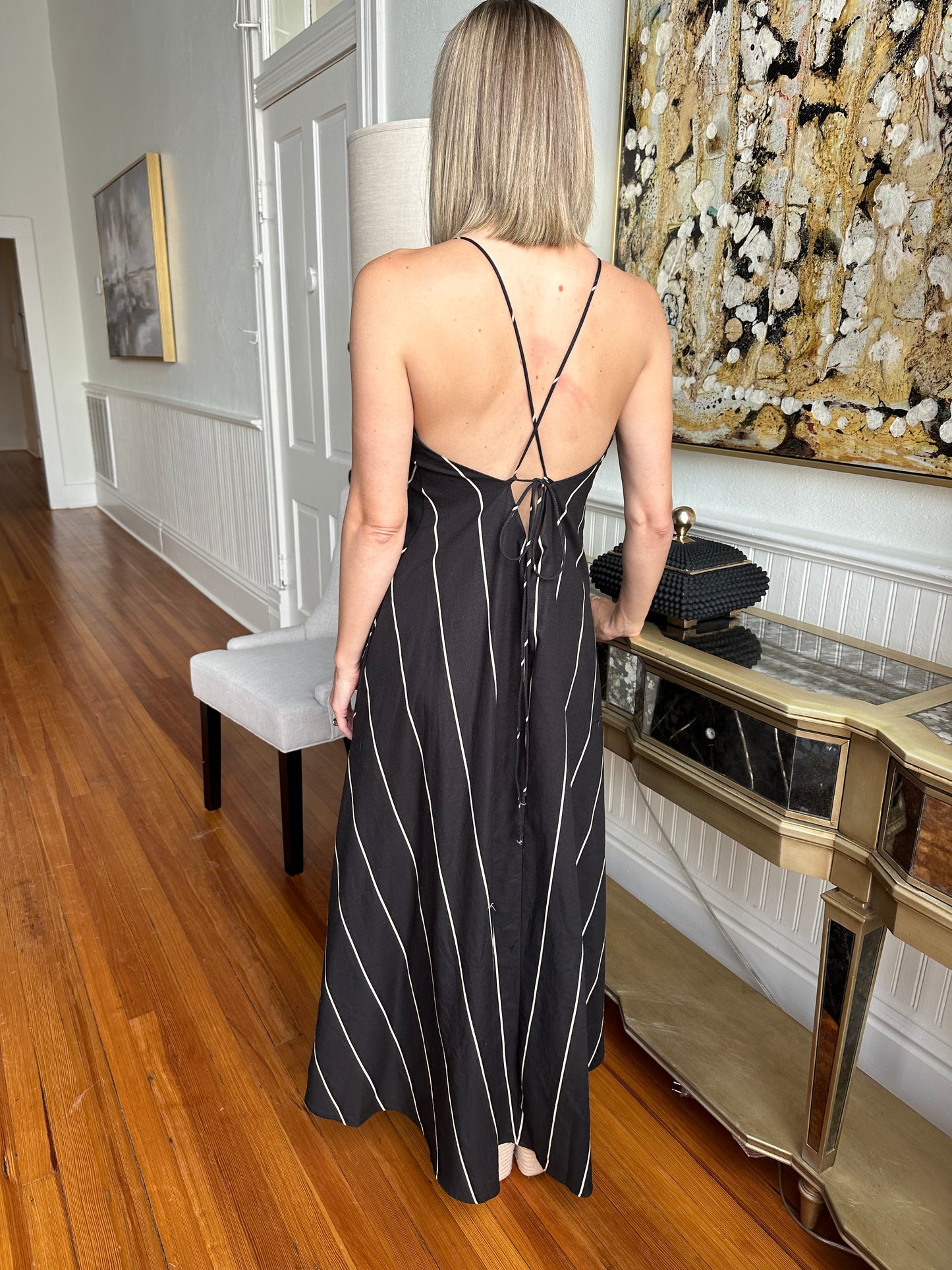 Strappy & Striped Maxi Dress
