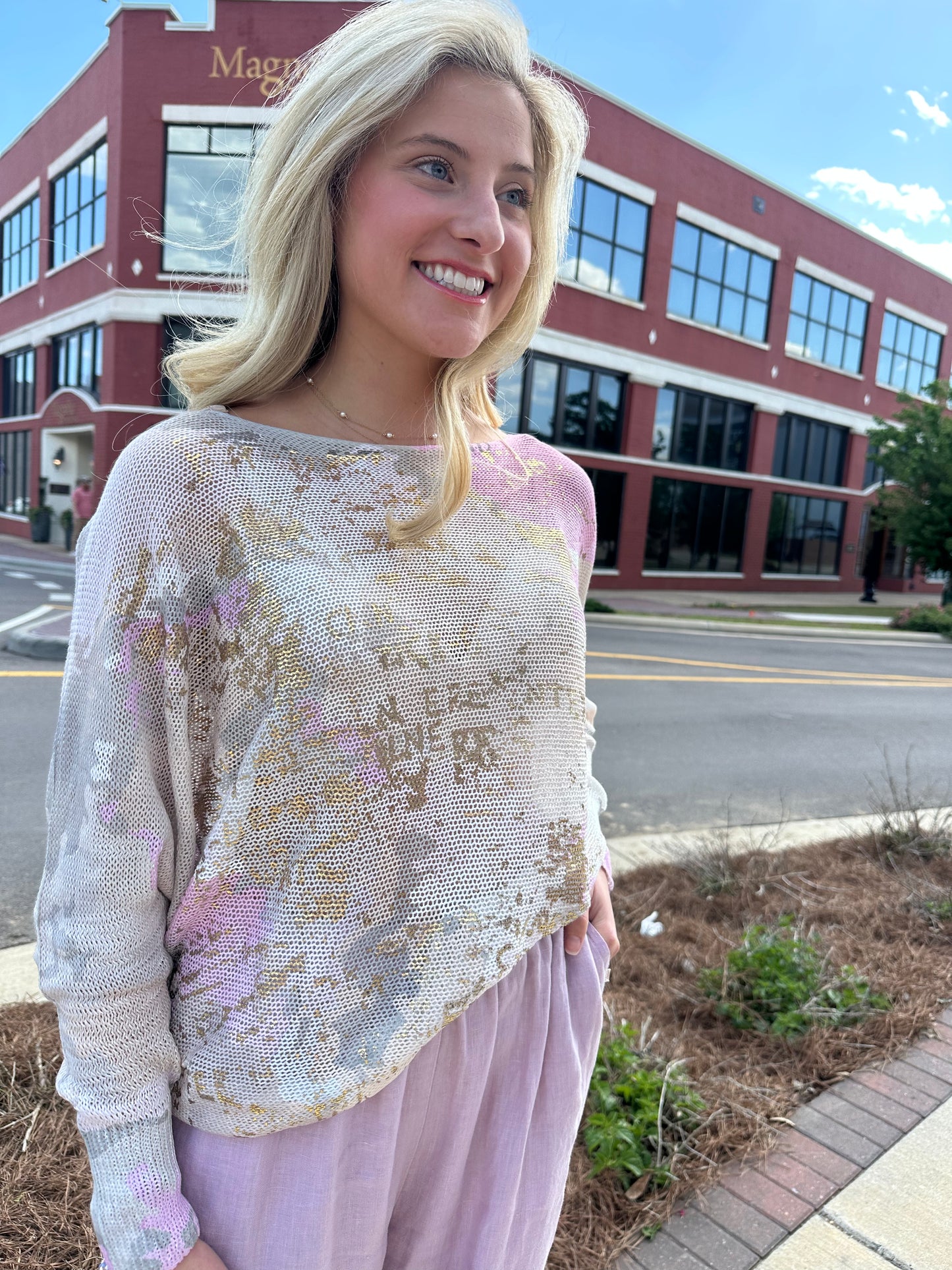 Lovely in Lilac Metallics Top