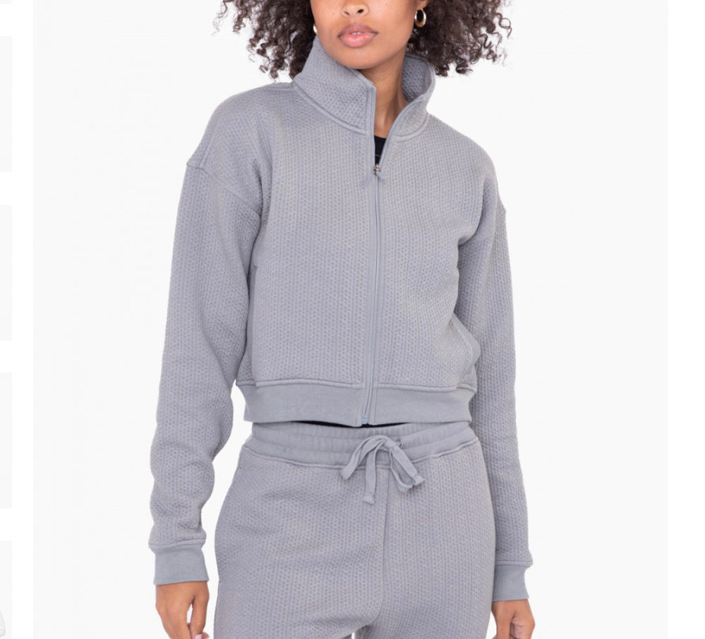 Quilted, Cropped & Ribbed Jacket