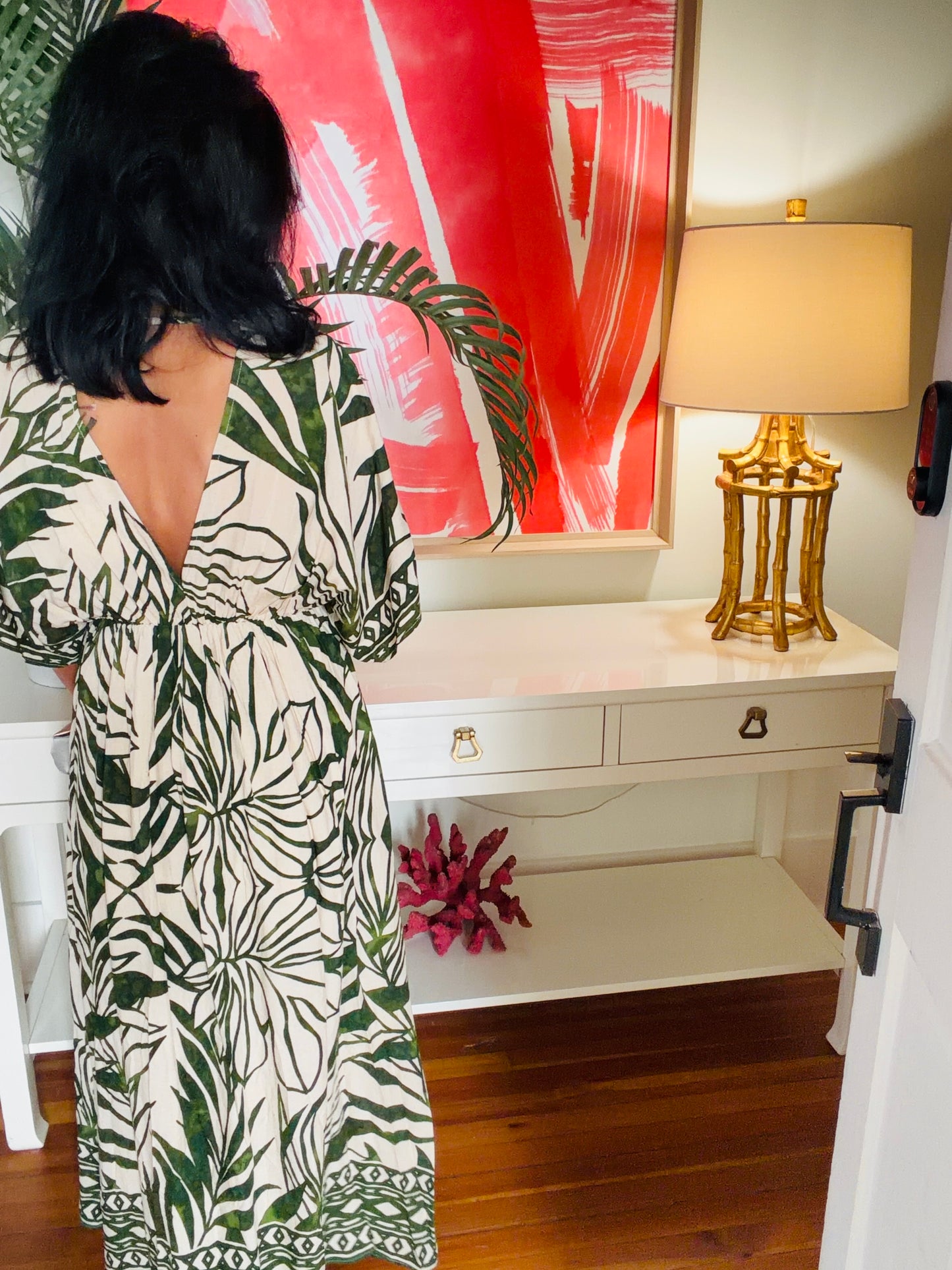 Palm Open Back Maxi Dress
