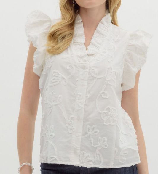 Floral Flutter Sleeve Top