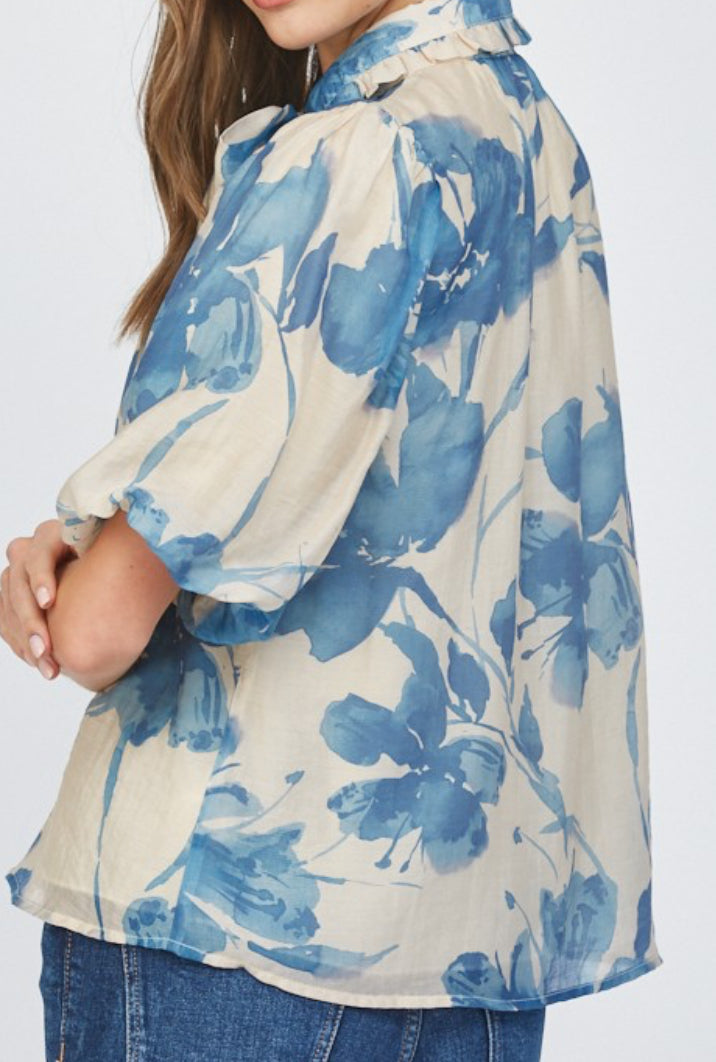 Denim Florals Top