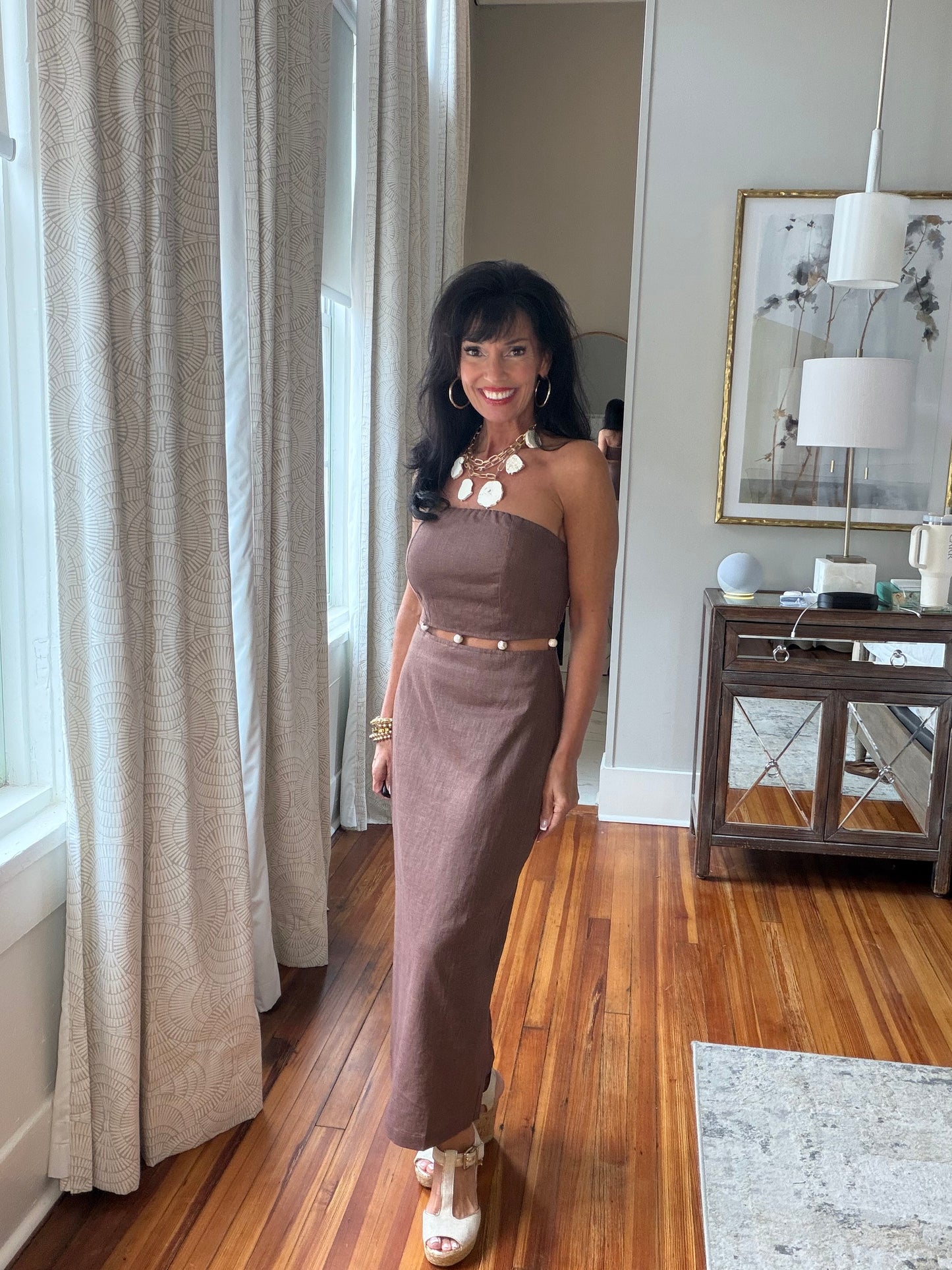 Chocolate Shells Maxi Dress