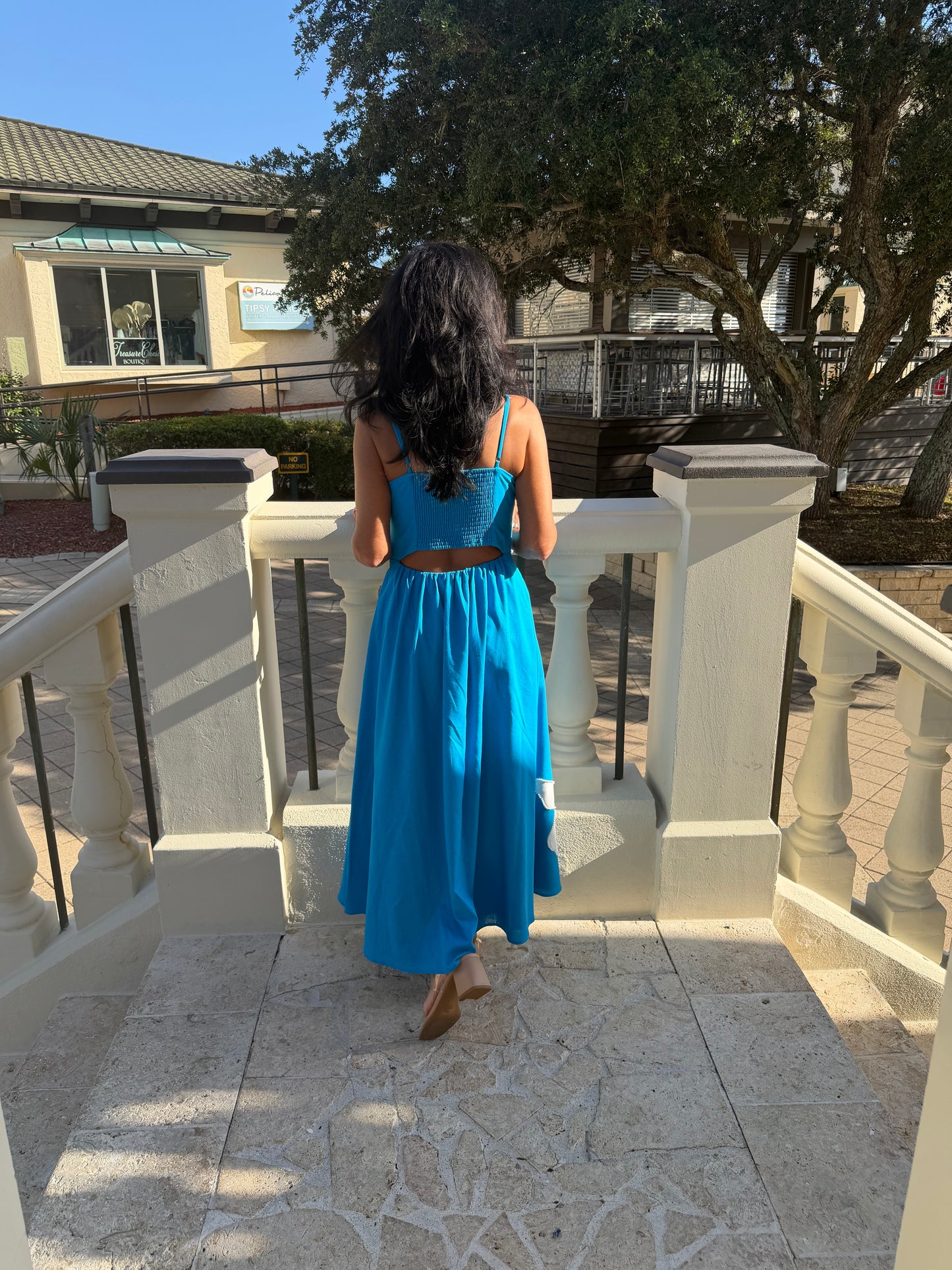 Blue Hawaiian Floral Dress