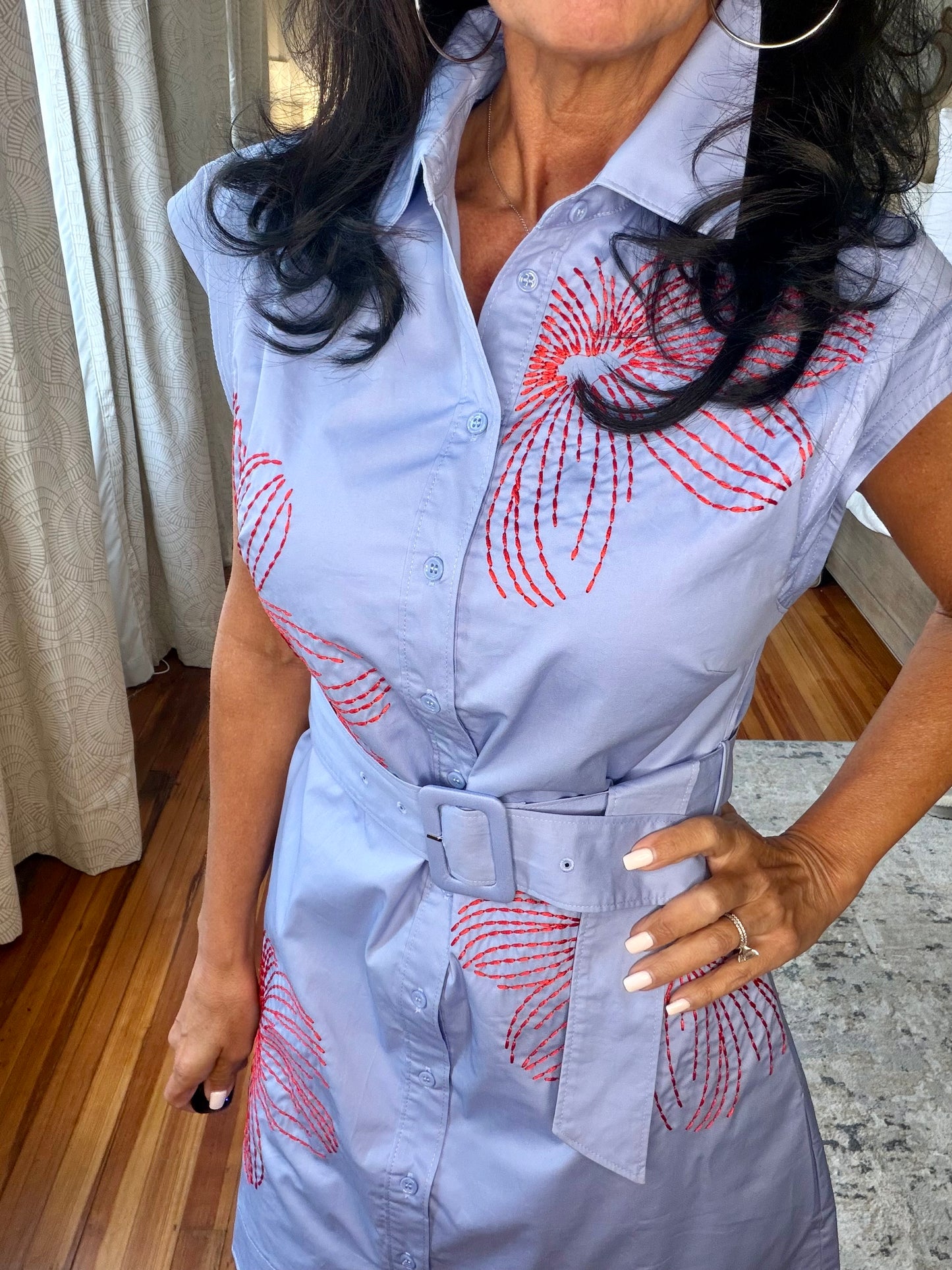 Blue Poppy Shirt Dress
