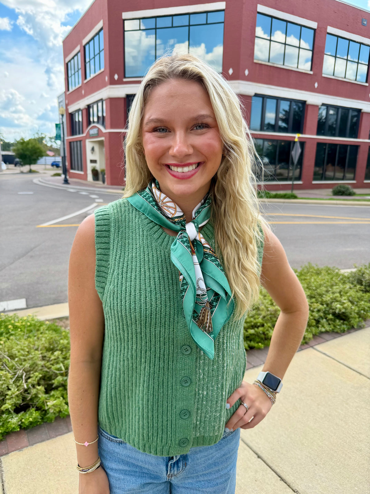 Evergreen Button Sweater Vest