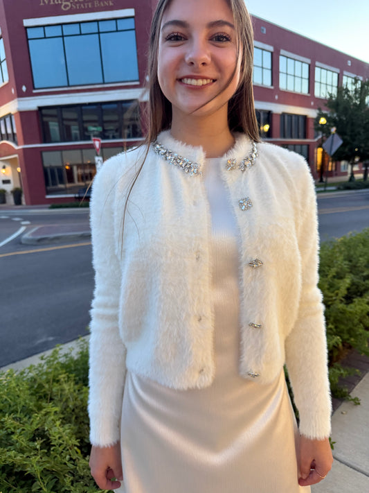 Snowfall Glam Cardigan