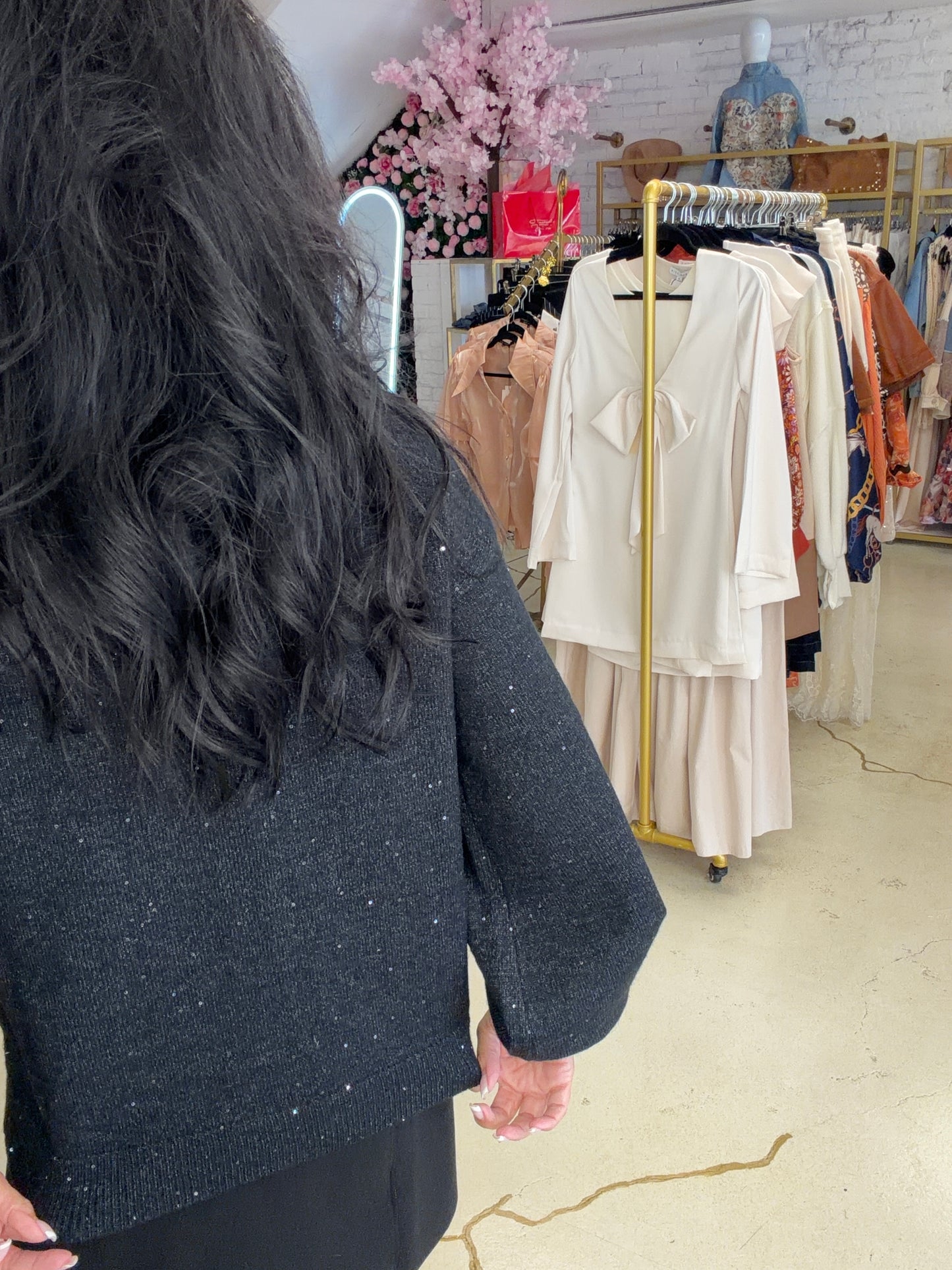 Tied Up In Sparkle Sweater