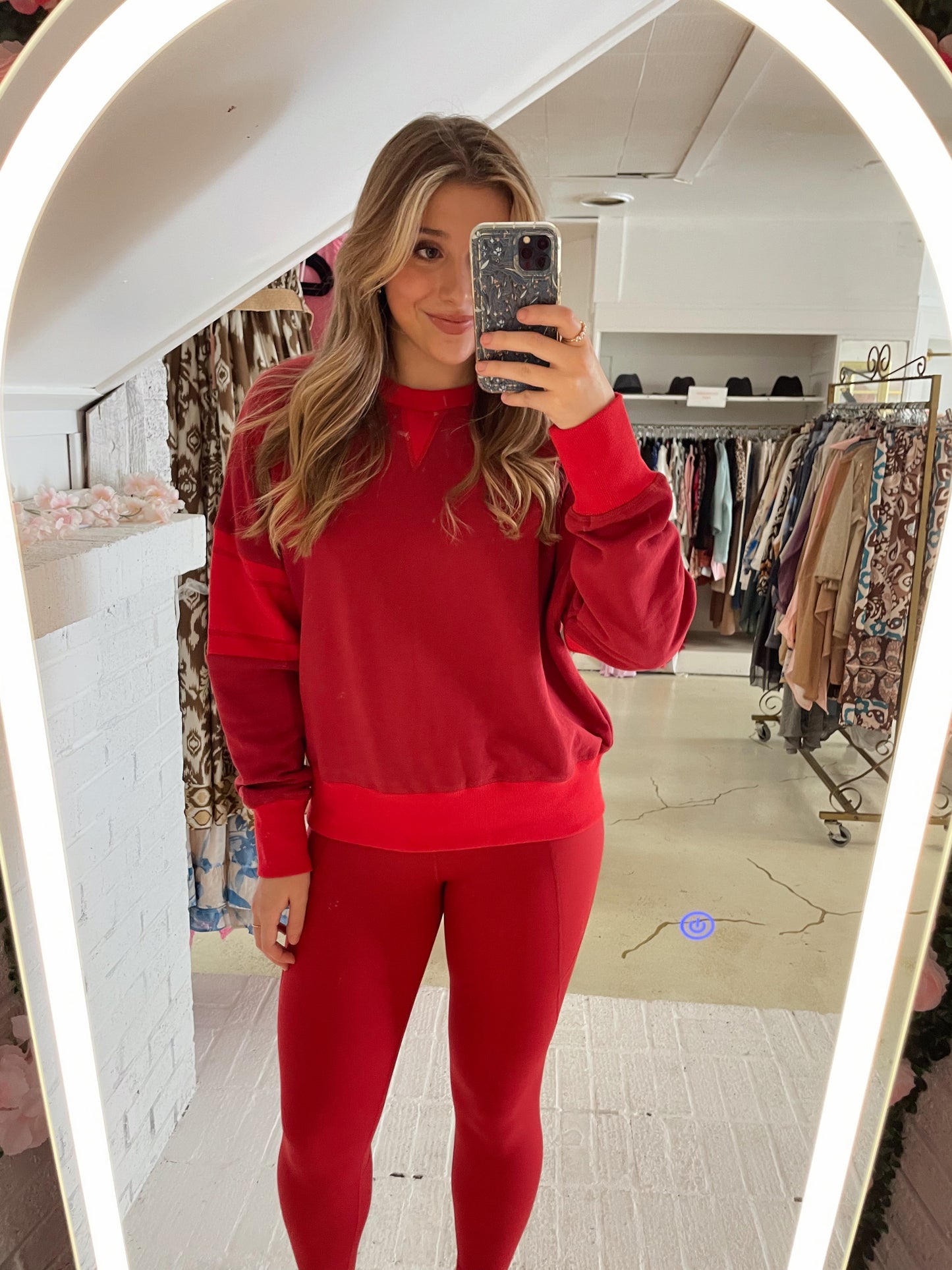 Running In Red Sweatshirt