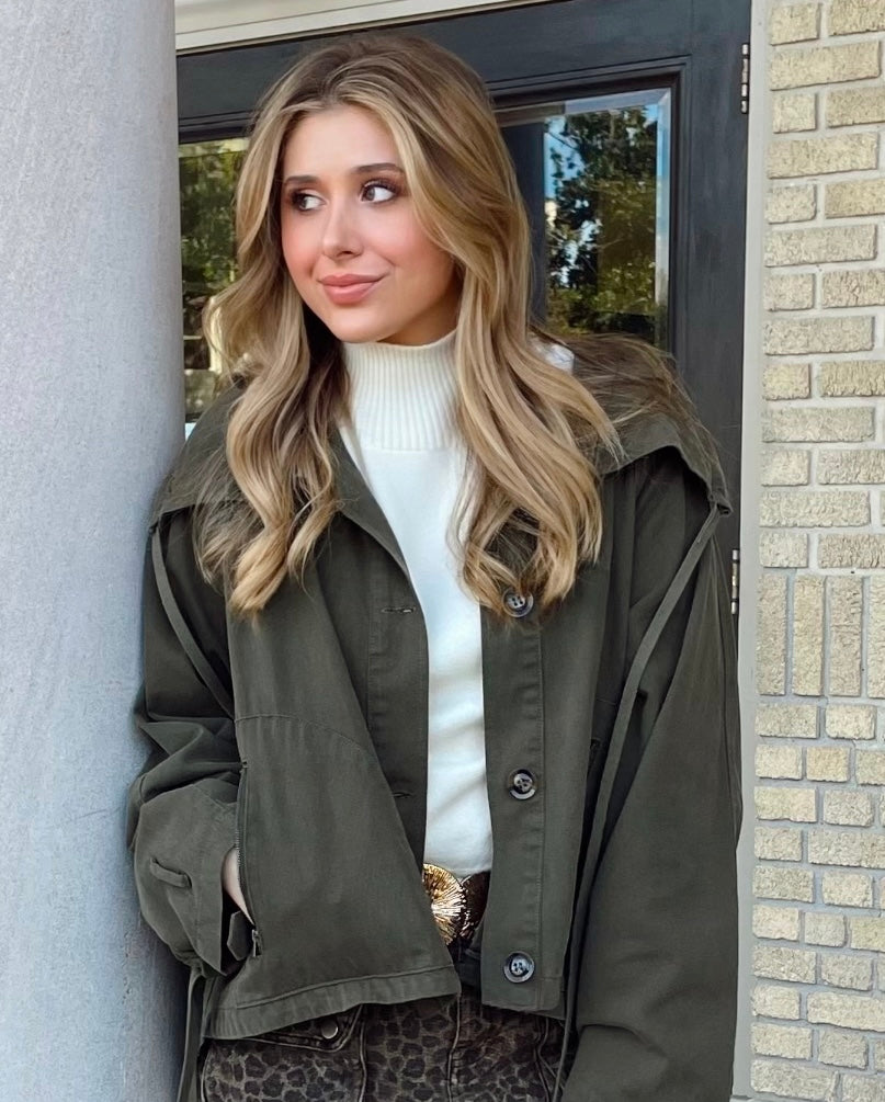 Olive Draped Utility Jacket