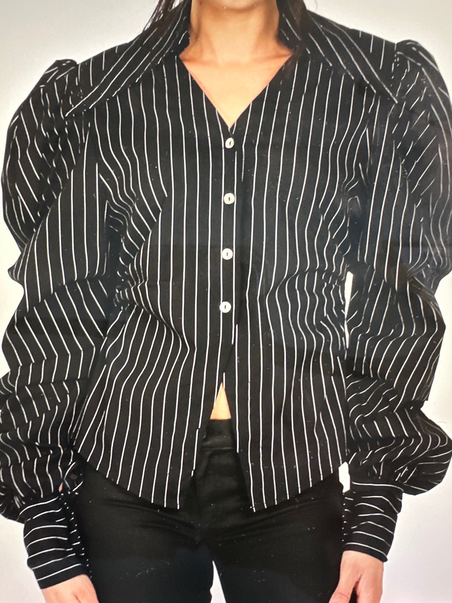 Power Moves Pinstripe Top