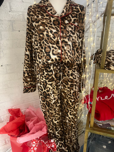 Satin Leopard PJ Top