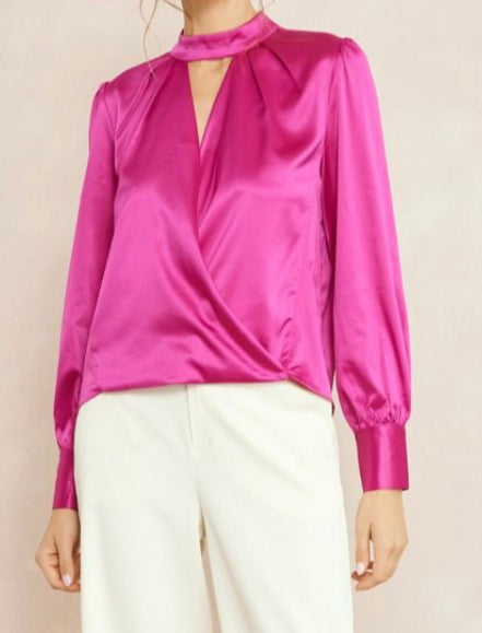 Sinfully Satin Wrap Top