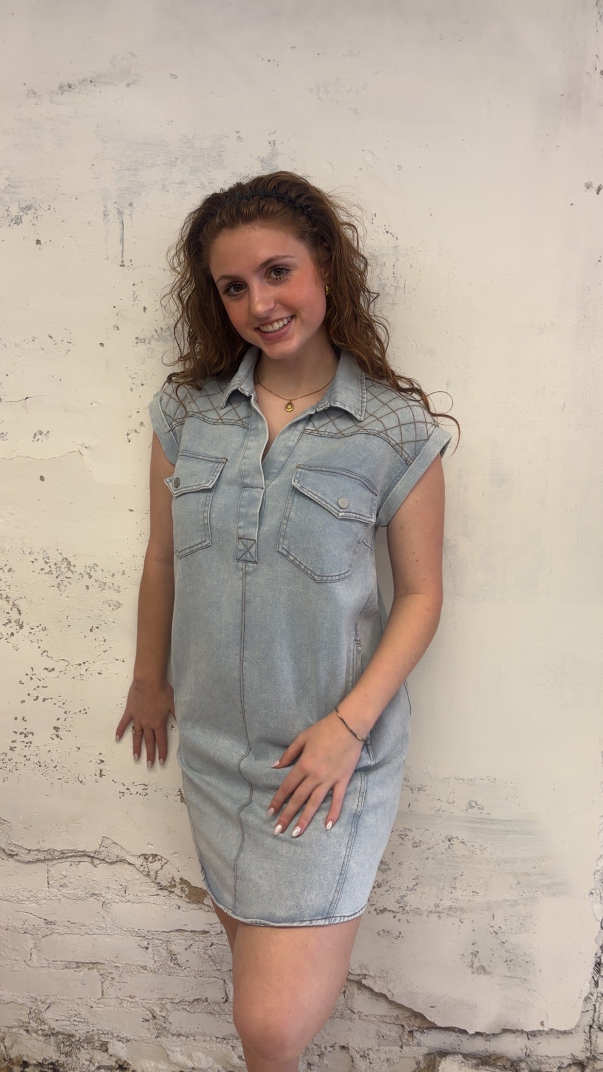 Quick on Quilted Denim Dress