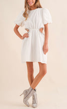 Load image into Gallery viewer, White W/Metallic Waist Cutout Dress