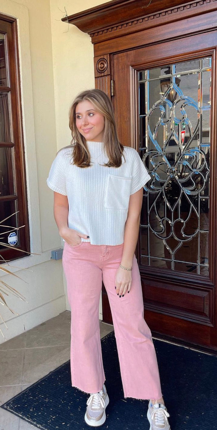 Get Your Pink On Wide Leg Jean