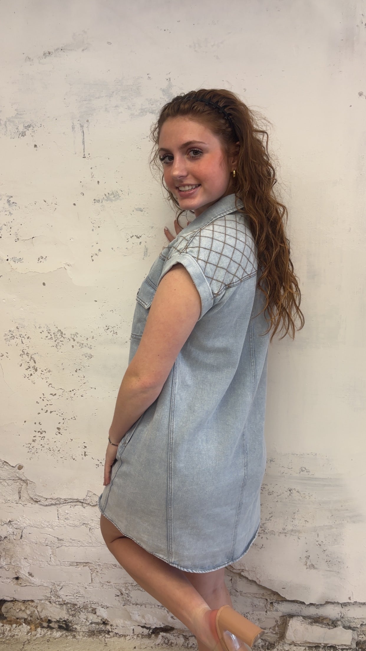 Quick on Quilted Denim Dress