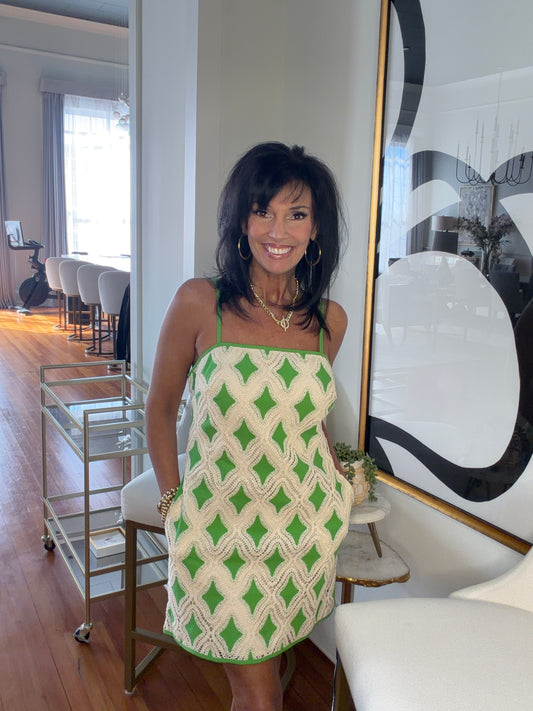 Tropical Green Crochet Dress