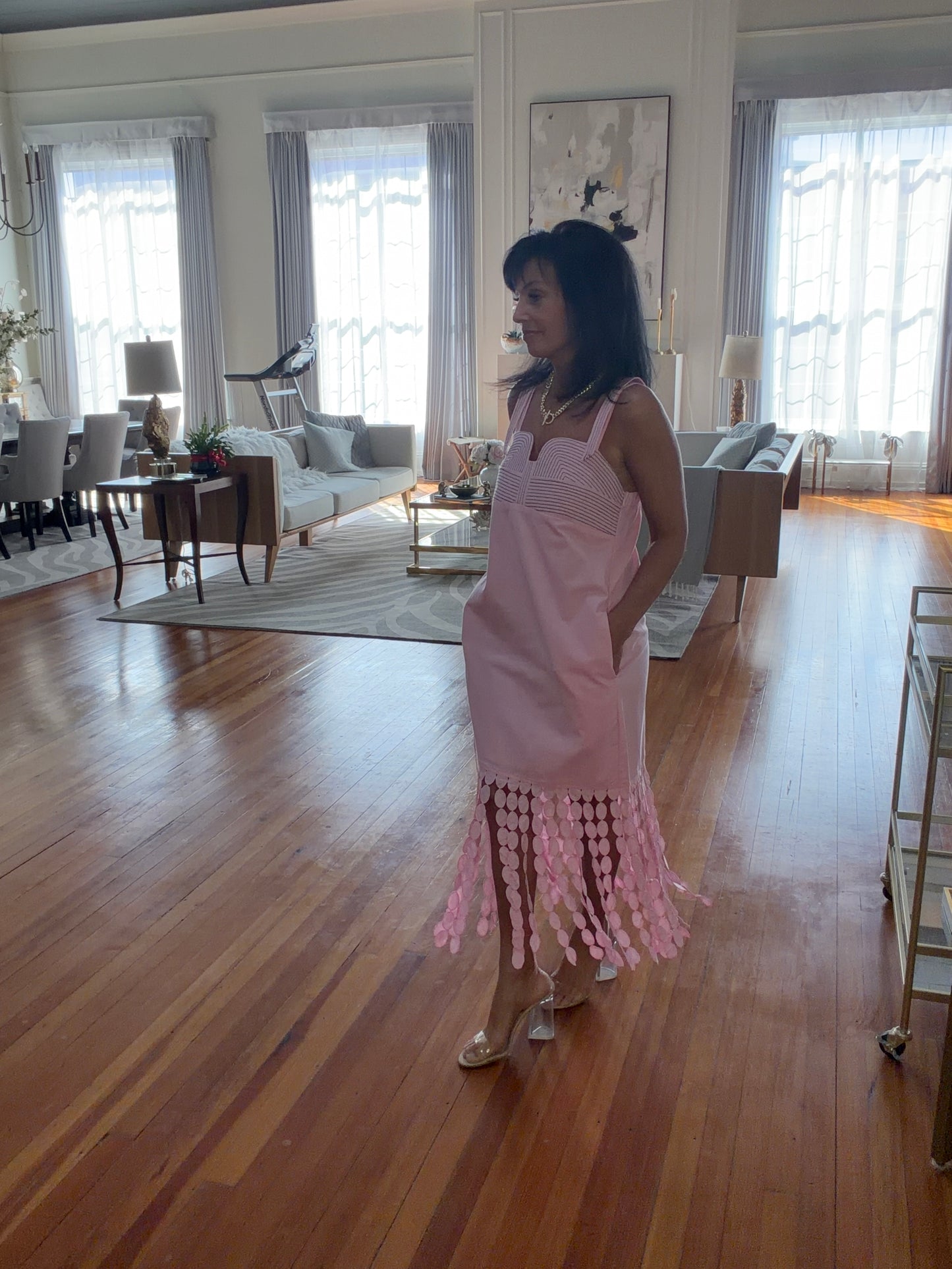 Pink Petal Midi Dress