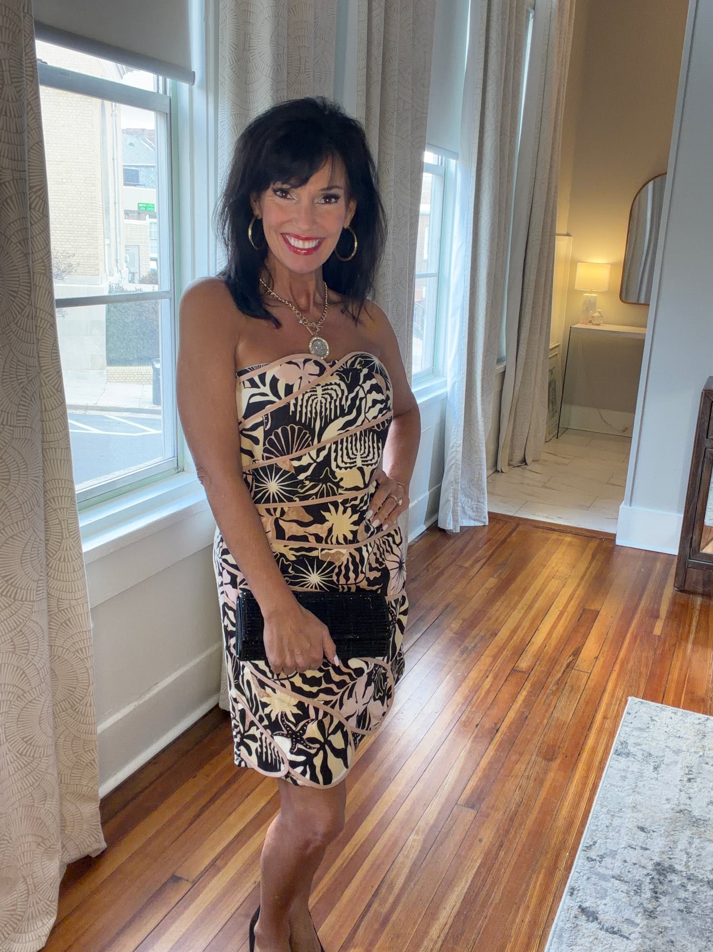 Flaps of Floral Strapless Dress