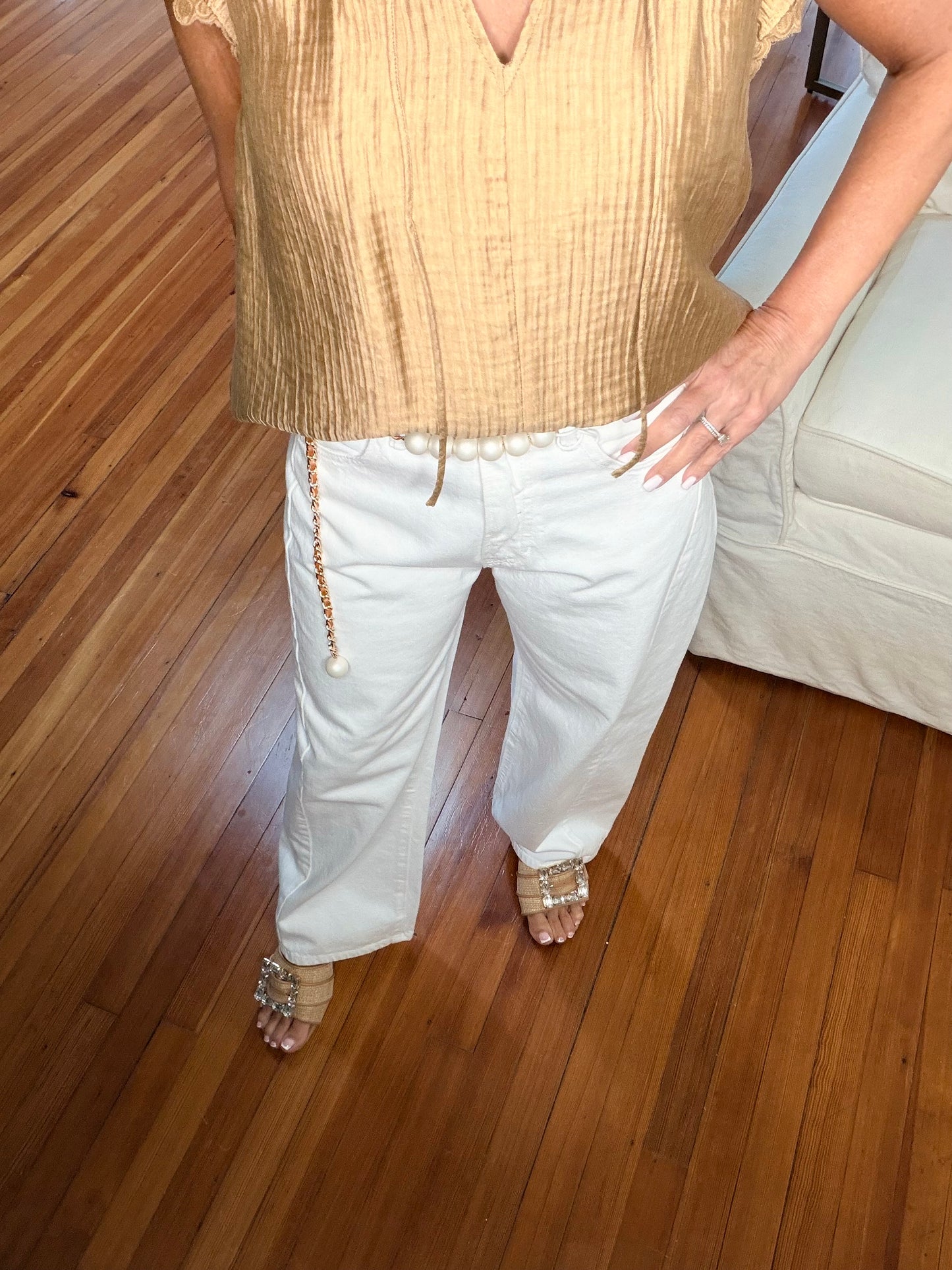 Ivory Icon Wide Leg Jeans