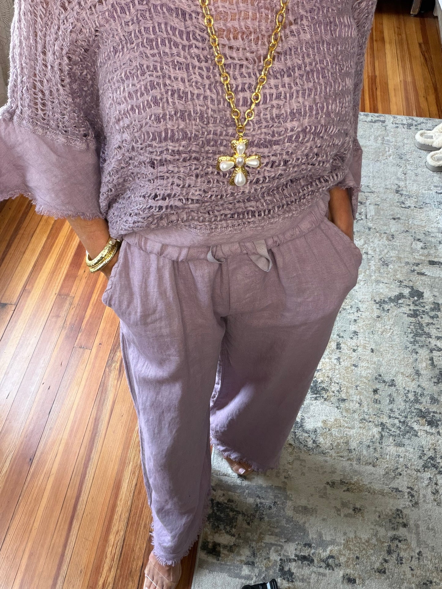 Plum Crazzzy Linen Pants