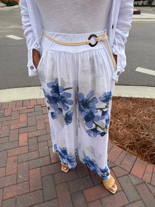 Blue Magnolia Linen Pants