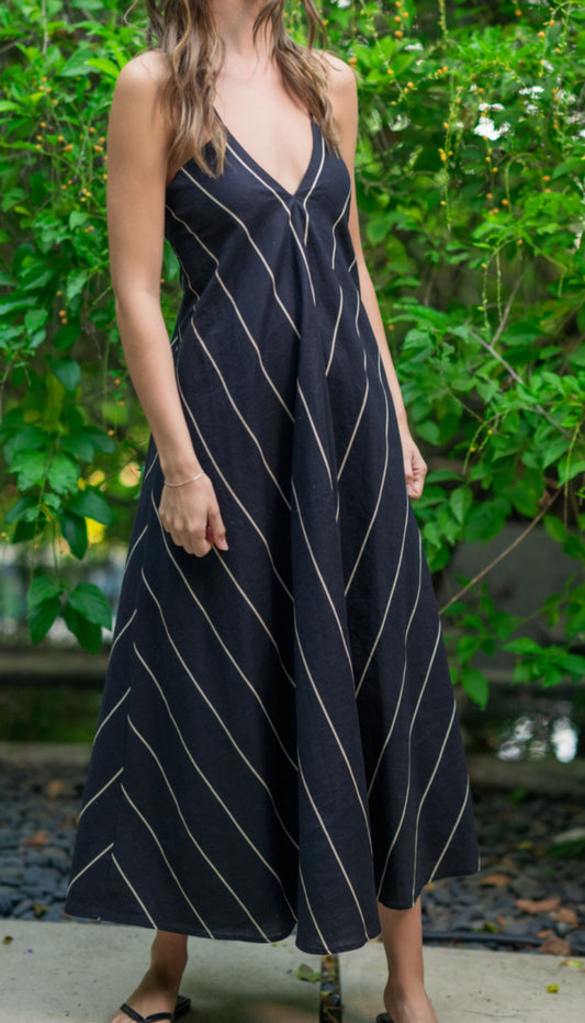 Strappy & Striped Maxi Dress