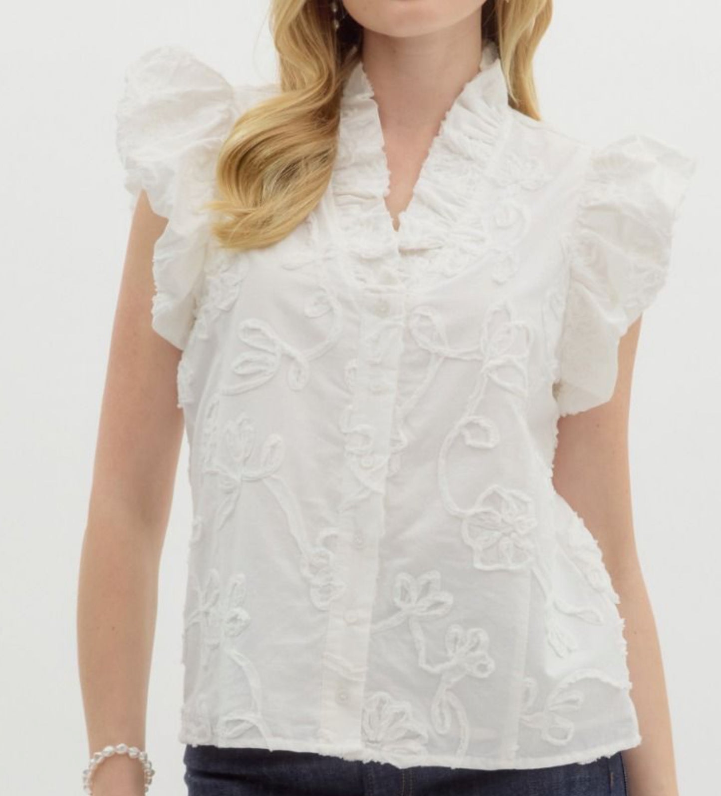 Floral Flutter Sleeve Top