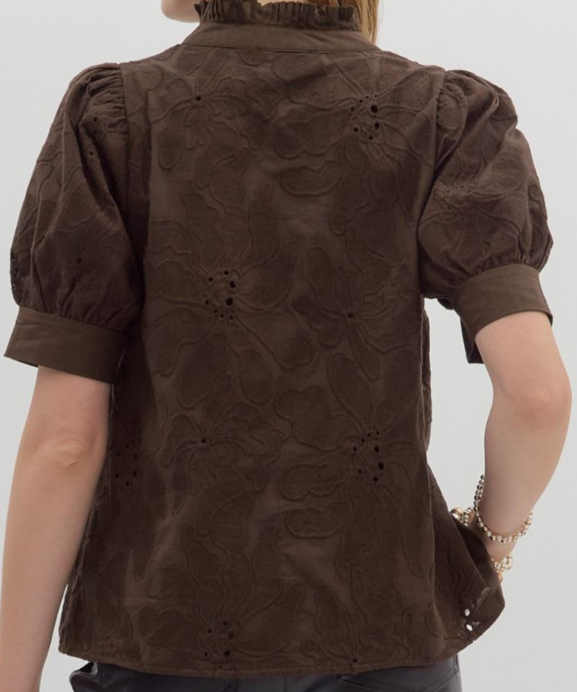 Embroidered in Brown Top