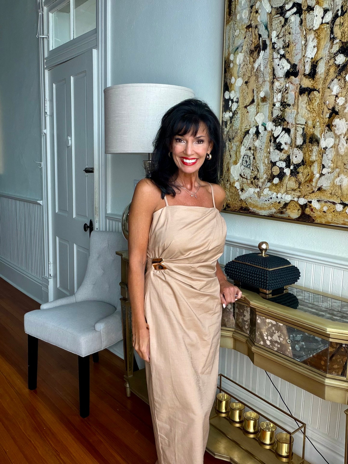 Talk To Me Taupe Dress