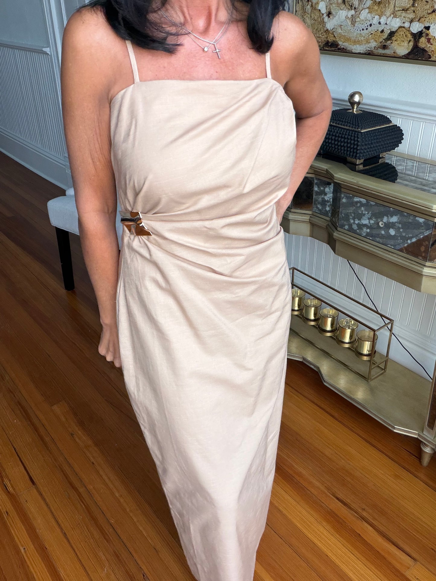 Talk To Me Taupe Dress