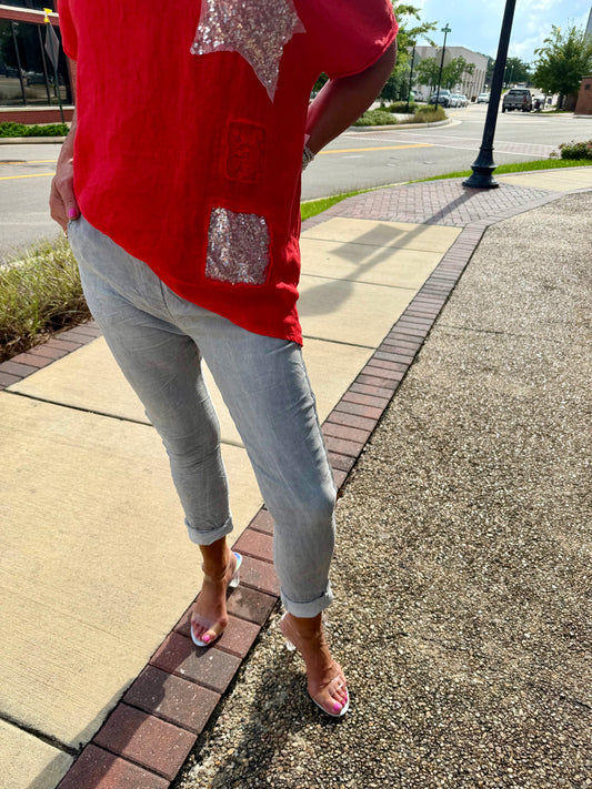Ribbon Trimmed Pants