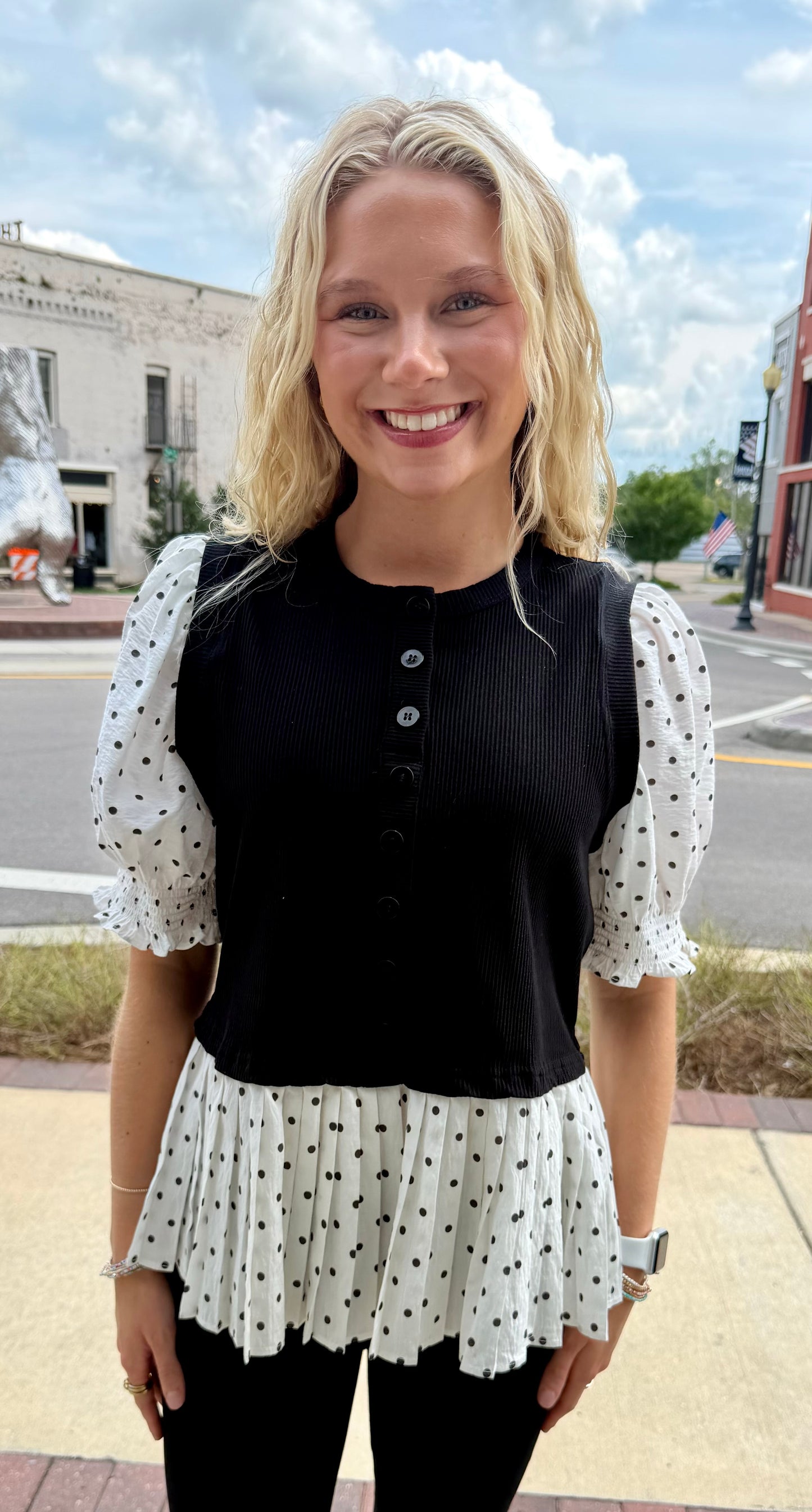 Paris Polka Dot Peplum Top