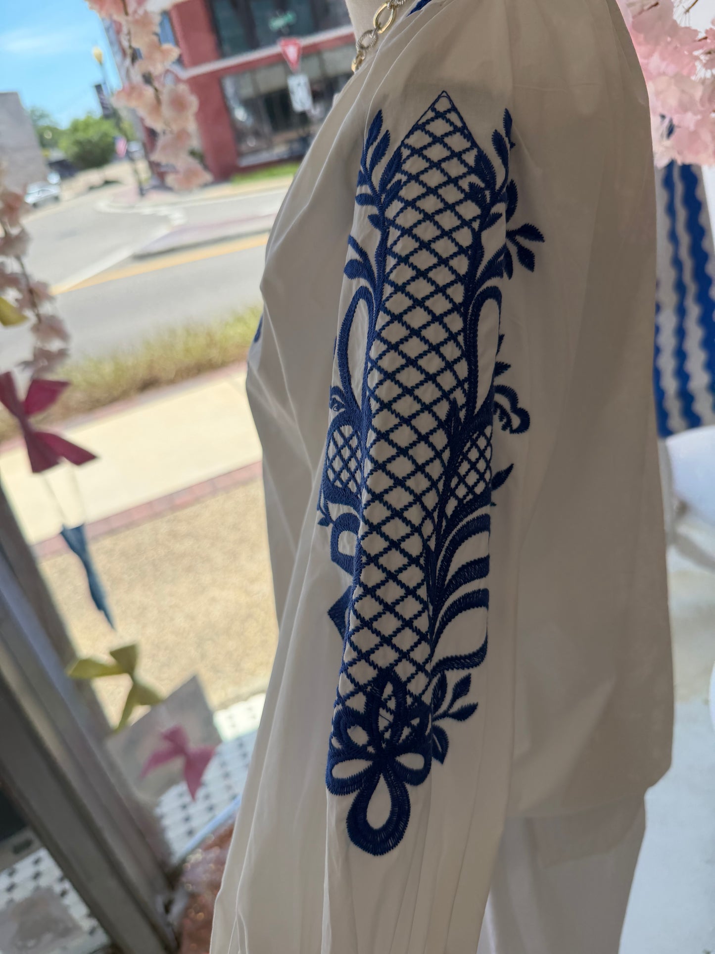 The Santorini Breeze Embroidered Top