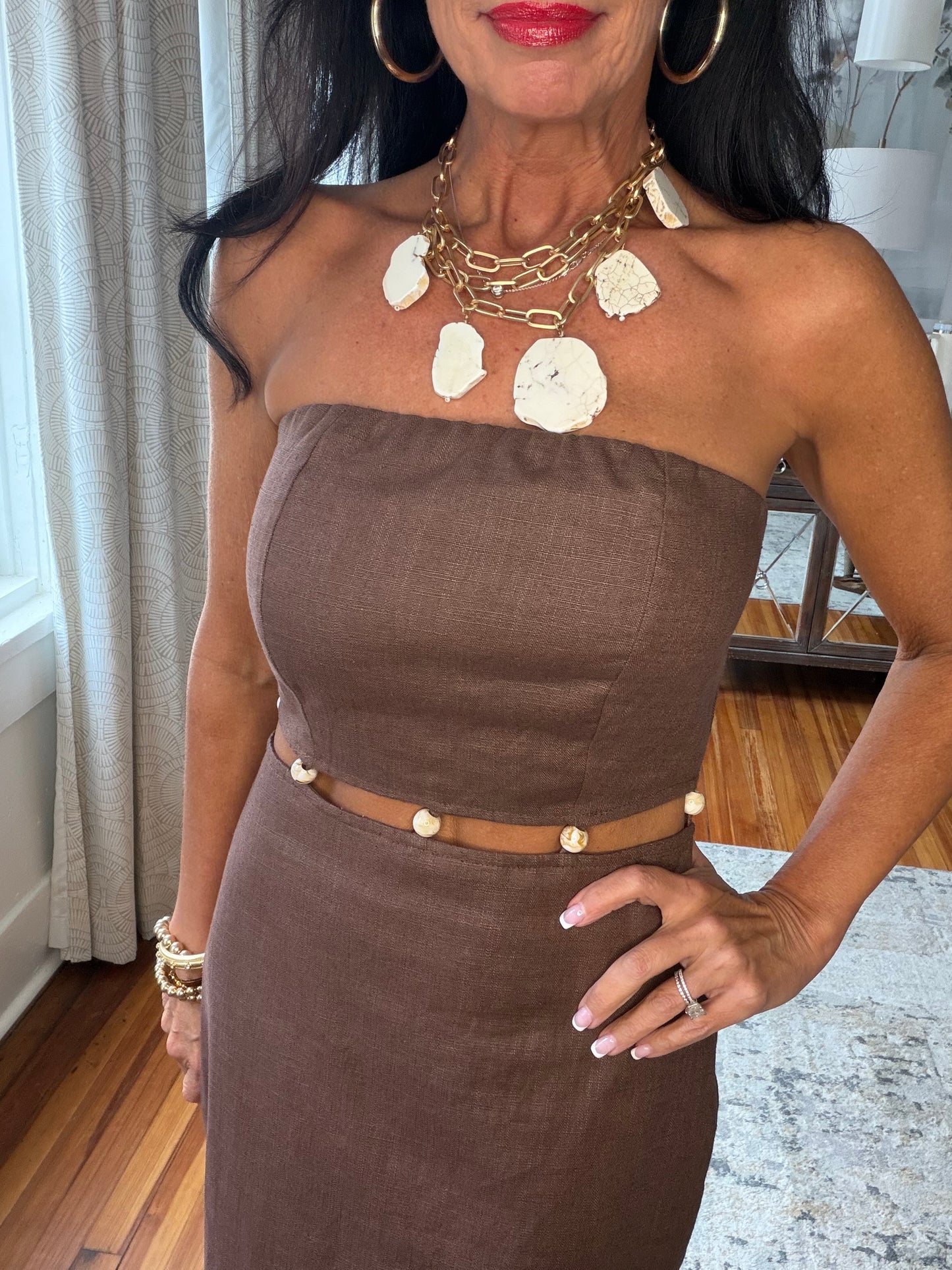 Chocolate Shells Maxi Dress