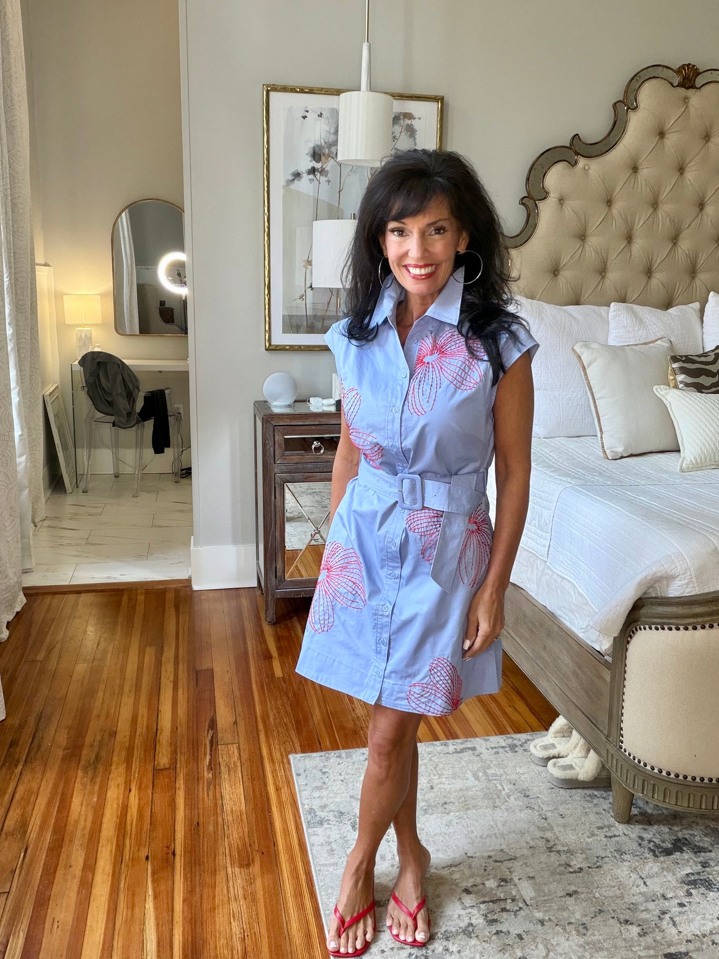 Blue Poppy Shirt Dress