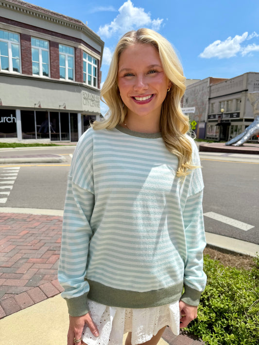 Sunday Stroll Striped Sweater 🩵