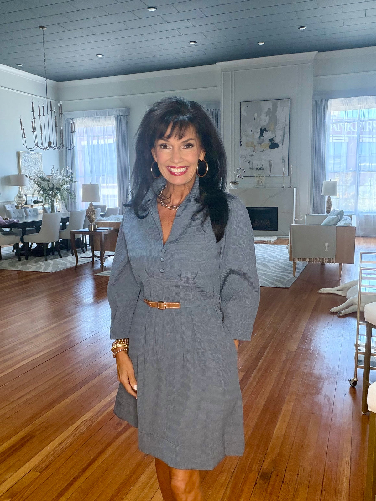 Tasteful In Texture Belted Dress