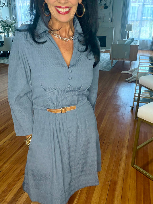 Tasteful In Texture Belted Dress