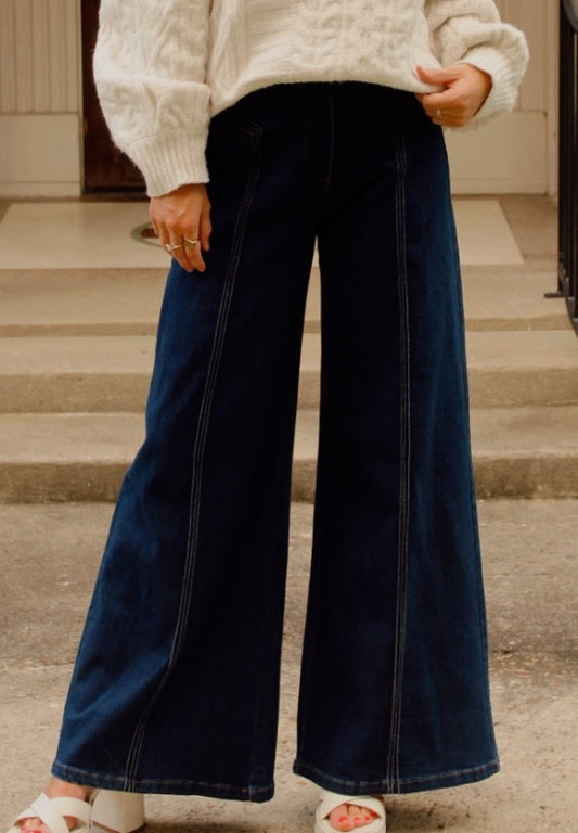 Iconic Stitch Wide Leg Jeans